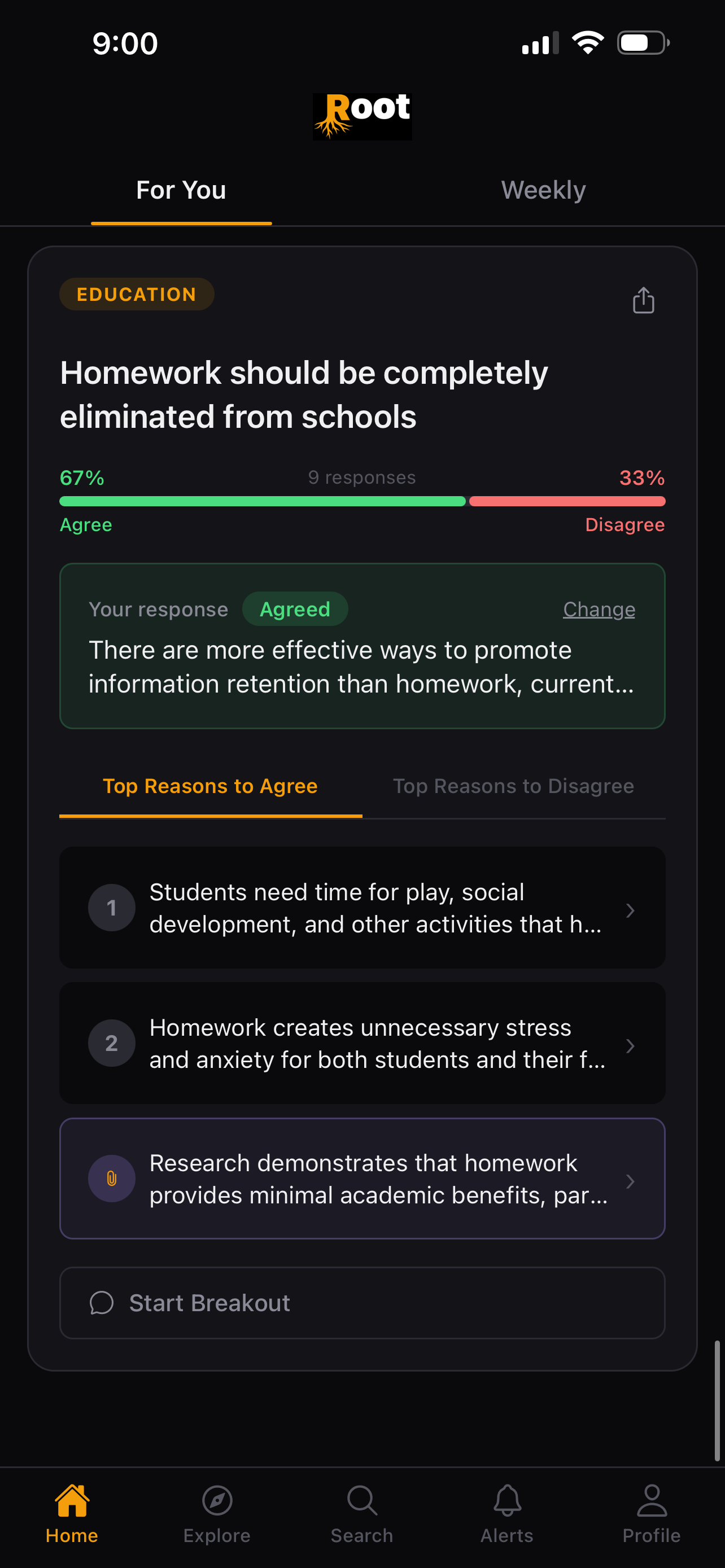 Question Card with Reasons